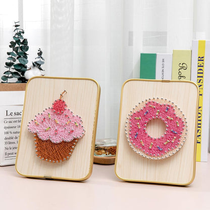 DIY String Art Kit, 3D String Nail Making Kit Art Crafts Kit for Beginners Women Men Students Home Handmade Wall Table Decorations Mother's Day Valentine's Gifts (Pink)