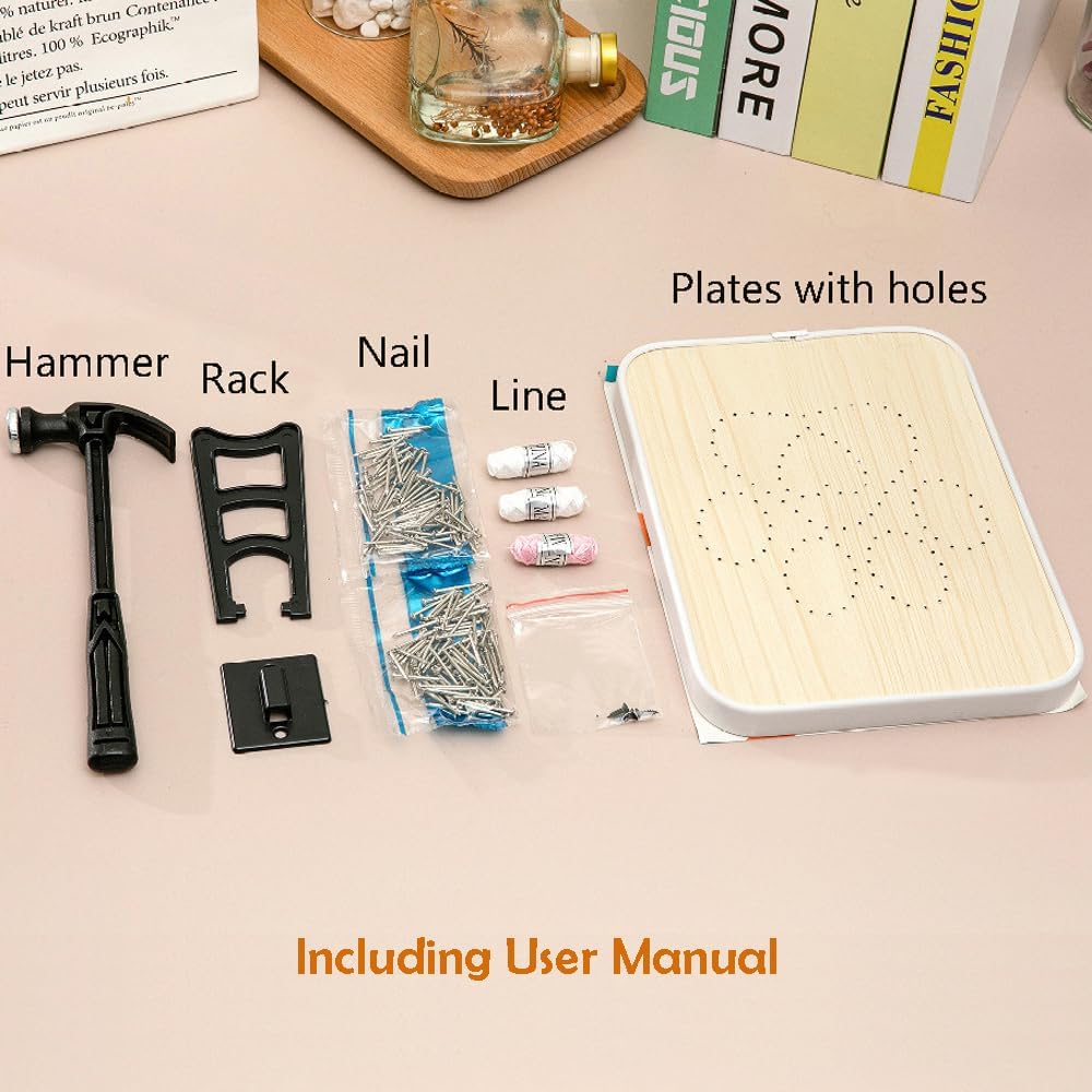 DIY String Art Kit, 3D String Nail Making Kit Art Crafts Kit for Beginners Women Men Students Home Handmade Wall Table Decorations Mother's Day Valentine's Gifts (Pink)