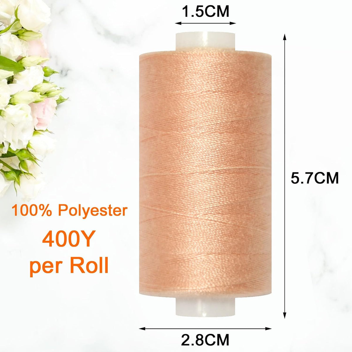 All Purpose Sewing Thread-2 Spools of Hand Polyester Sewing Thread for Sewing Machine for Hand and Machine Sewing(Peach, 2 spools)