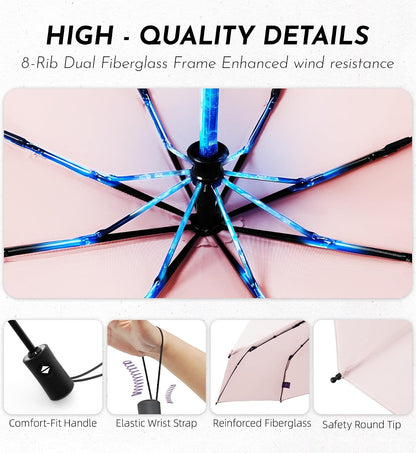 Travel Windproof Umbrella for rain Compact Small Travel size QuickDry