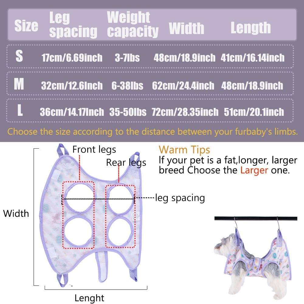 Cat & Dog Restraint Sling for Nail Trimming Foldable Dog Grooming Supet Relaxation Hammock Harness for Pet Grooming S Pink
