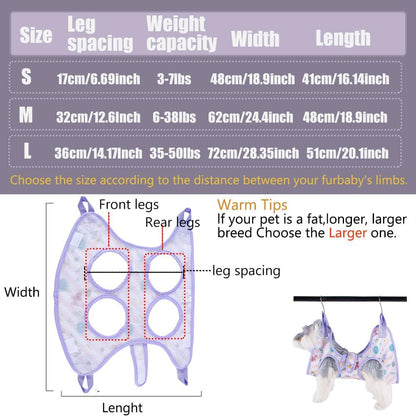 Cat & Dog Restraint Sling for Nail Trimming Foldable Dog Grooming Supet Relaxation Hammock Harness for Pet Grooming S Pink