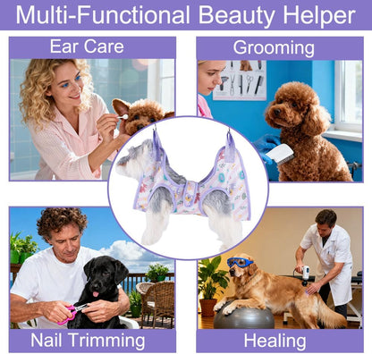 Cat & Dog Restraint Sling for Nail Trimming Foldable Dog Grooming Supet Relaxation Hammock Harness for Pet Grooming S Pink