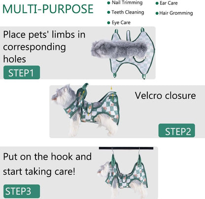 Cat & Dog Restraint Sling for Nail Trimming Foldable Dog Grooming Supet Relaxation Hammock Harness for Pet Grooming S Pink