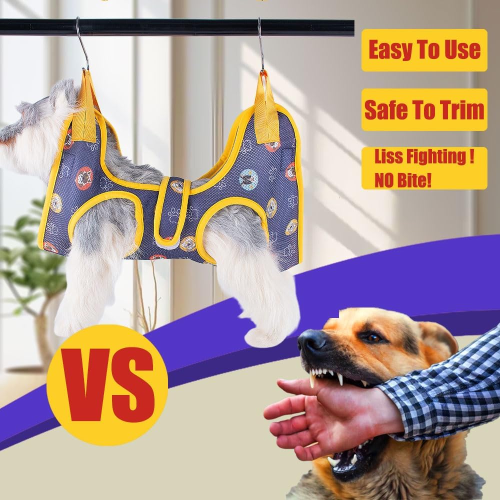 Cat & Dog Restraint Sling for Nail Trimming Foldable Dog Grooming Supet Relaxation Hammock Harness for Pet Grooming S Pink