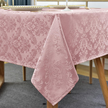 Floral Jacquard Tablecloth Rectangle 60 x 84 Inch, Pink