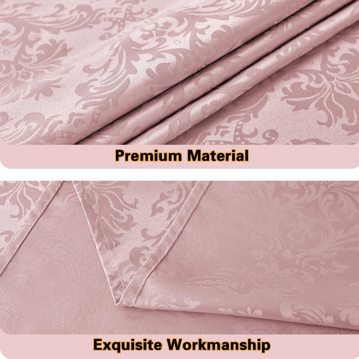 Floral Jacquard Tablecloth Rectangle 60 x 84 Inch, Pink