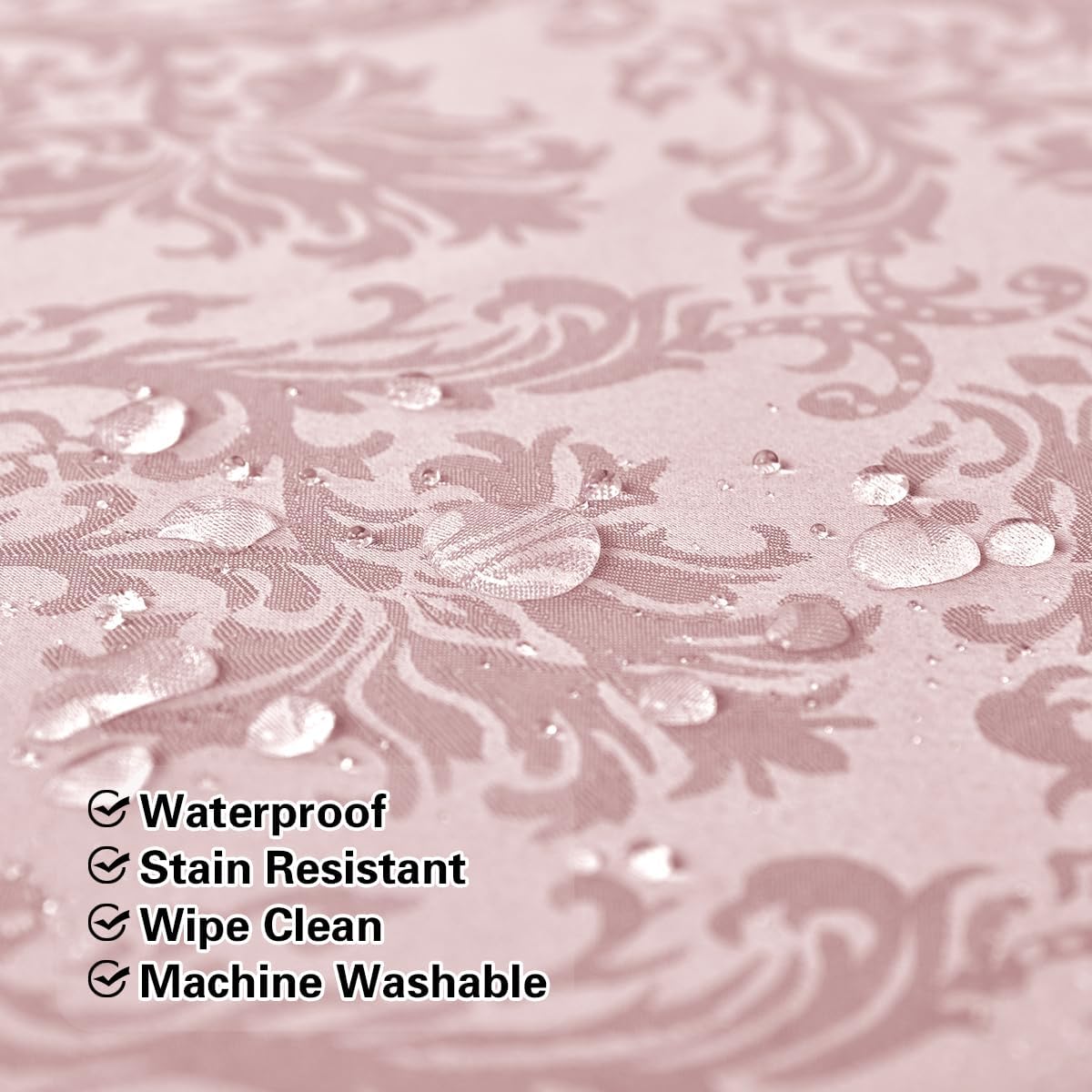 Floral Jacquard Tablecloth Rectangle 60 x 84 Inch, Pink