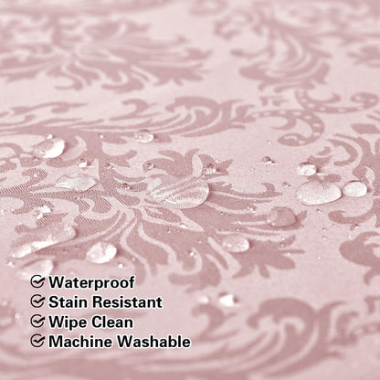 Floral Jacquard Tablecloth Rectangle 60 x 84 Inch, Pink