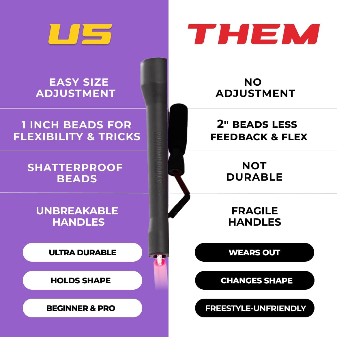 Elite Jumps Beaded Kids Jump Rope, Adjustable