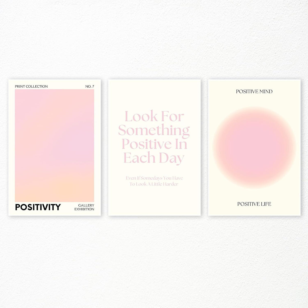 Pink Gradient Aura Angel Numbers Poster for Room Aesthetic 3 Piece 12x16in, Pastel Positive Daily Affirmation Quotes Canavs Wall Art Abstract Minimalist Print Painting for Bedroom Unframed