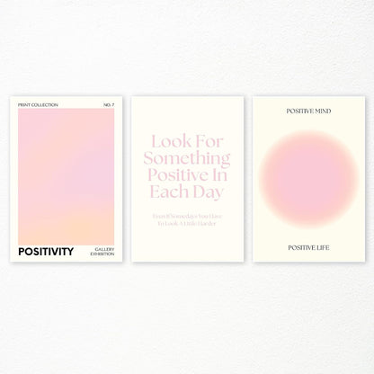 Pink Gradient Aura Angel Numbers Poster for Room Aesthetic 3 Piece 12x16in, Pastel Positive Daily Affirmation Quotes Canavs Wall Art Abstract Minimalist Print Painting for Bedroom Unframed