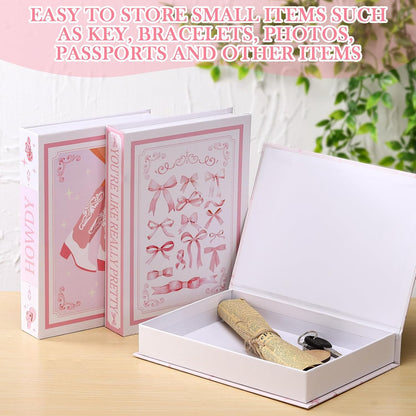 3 Pcs Pink Bow Coquette Decorative Fake Books 9.8 Inch Cute Modern