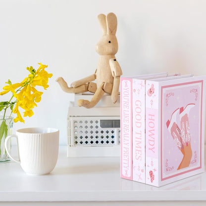 3 Pcs Pink Bow Coquette Decorative Fake Books 9.8 Inch Cute Modern