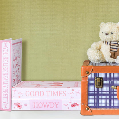 3 Pcs Pink Bow Coquette Decorative Fake Books 9.8 Inch Cute Modern