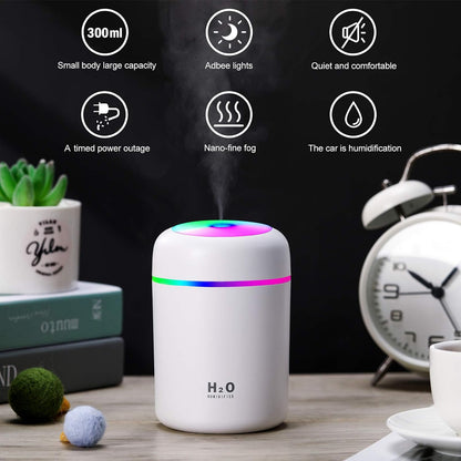 2 Pieces Mini Desktop Humidifier, 300 Ml Cool Mist,Pink, White