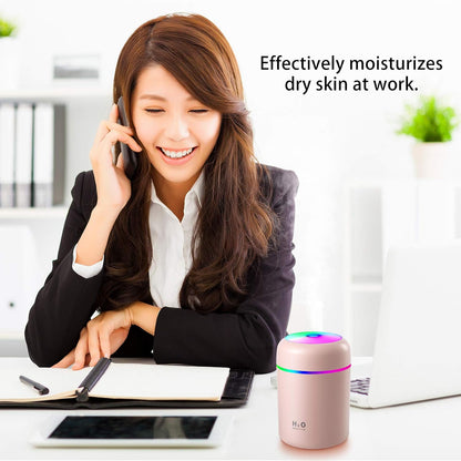 2 Pieces Mini Desktop Humidifier, 300 Ml Cool Mist,Pink, White