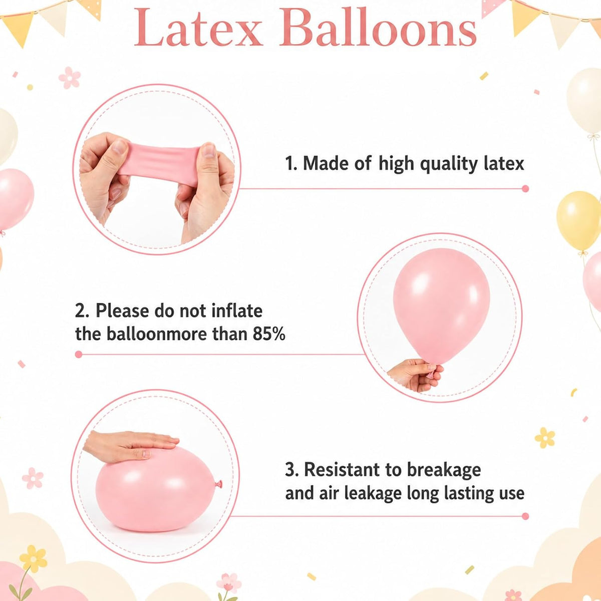 Pink and Yellow Balloons, 60 Pcs 12 Inch Light Pink Yellow Sand White