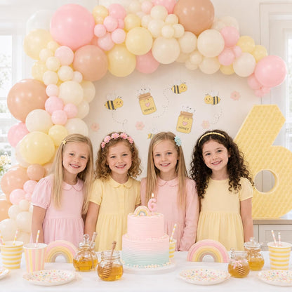 Pink and Yellow Balloons, 60 Pcs 12 Inch Light Pink Yellow Sand White