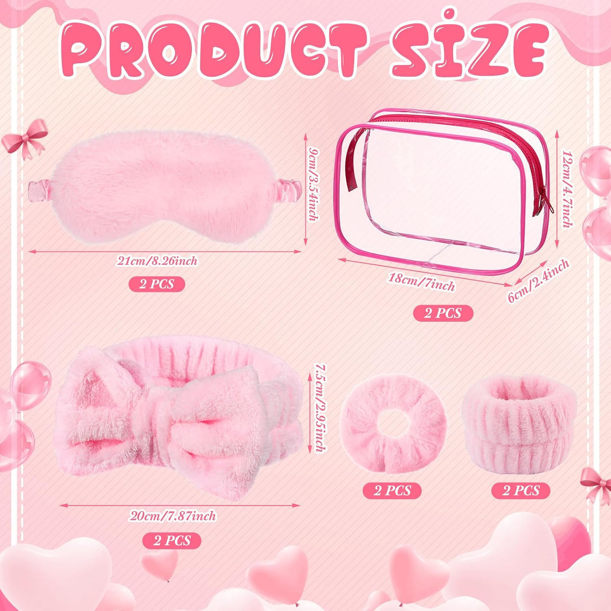 10 Pcs Slumber Party Supplies for Women Spa Sleepover Party Favor Spa Headband Wristband Sleep Eye Mask Velvet Scrunchies for Skin Care Makeup Slumber Night Favor(Pink)