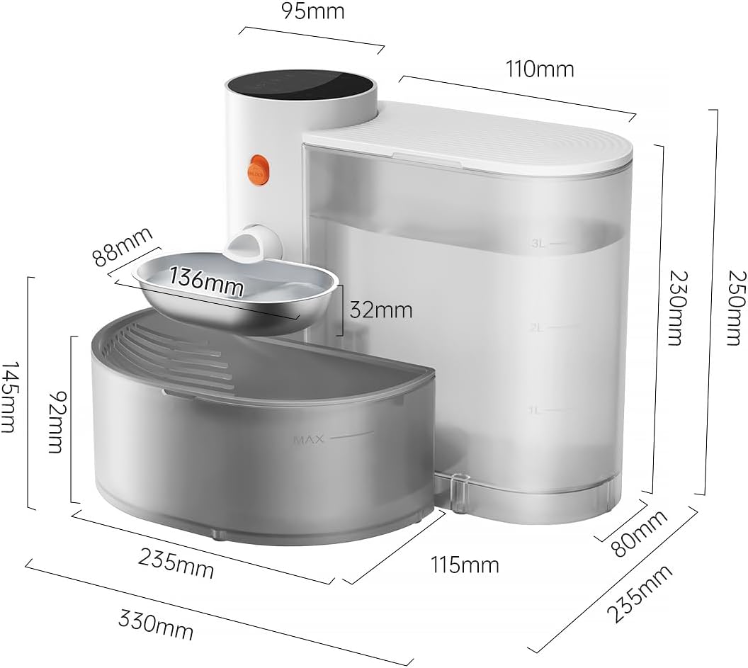 Petgravity Smart Cat Water Dispenser - Stainless Steel Water Bowl, Self-Refill Cat Water Fountain Automatic Water Dispenser for Cats & Small Dogs, 3.5L/118.4oz