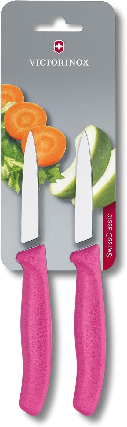 Swiss Classic 2 Piece Paring Knife Set Straight Edge Pointed Tip - Pink