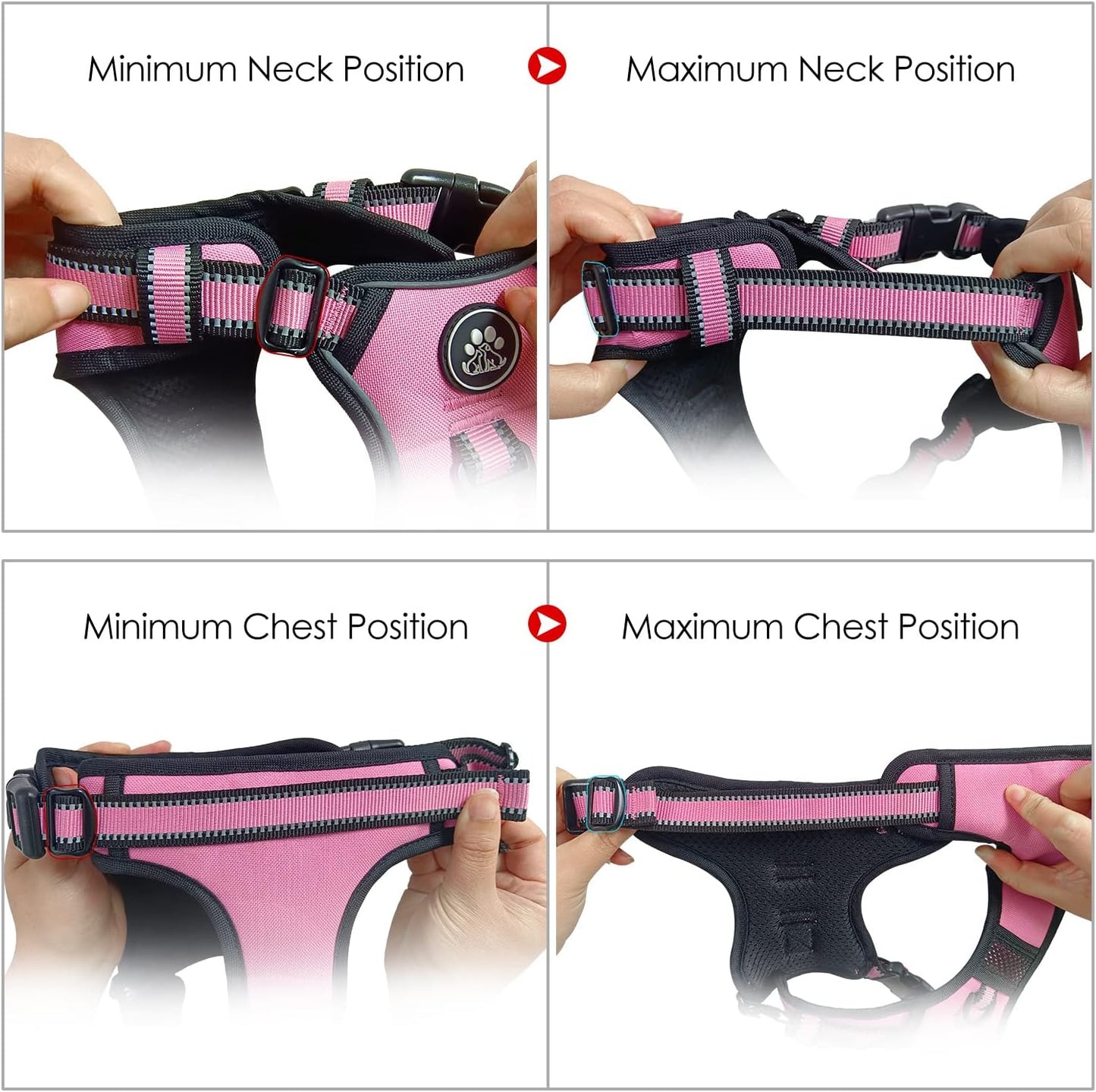 No Pull Dog Harness,Adjustable Oxford Dog Vest Harness with Leash,Reflective No-Choke Pet Harness with Easy Control Soft Handle for Small Dogs(X-Small,Pink)