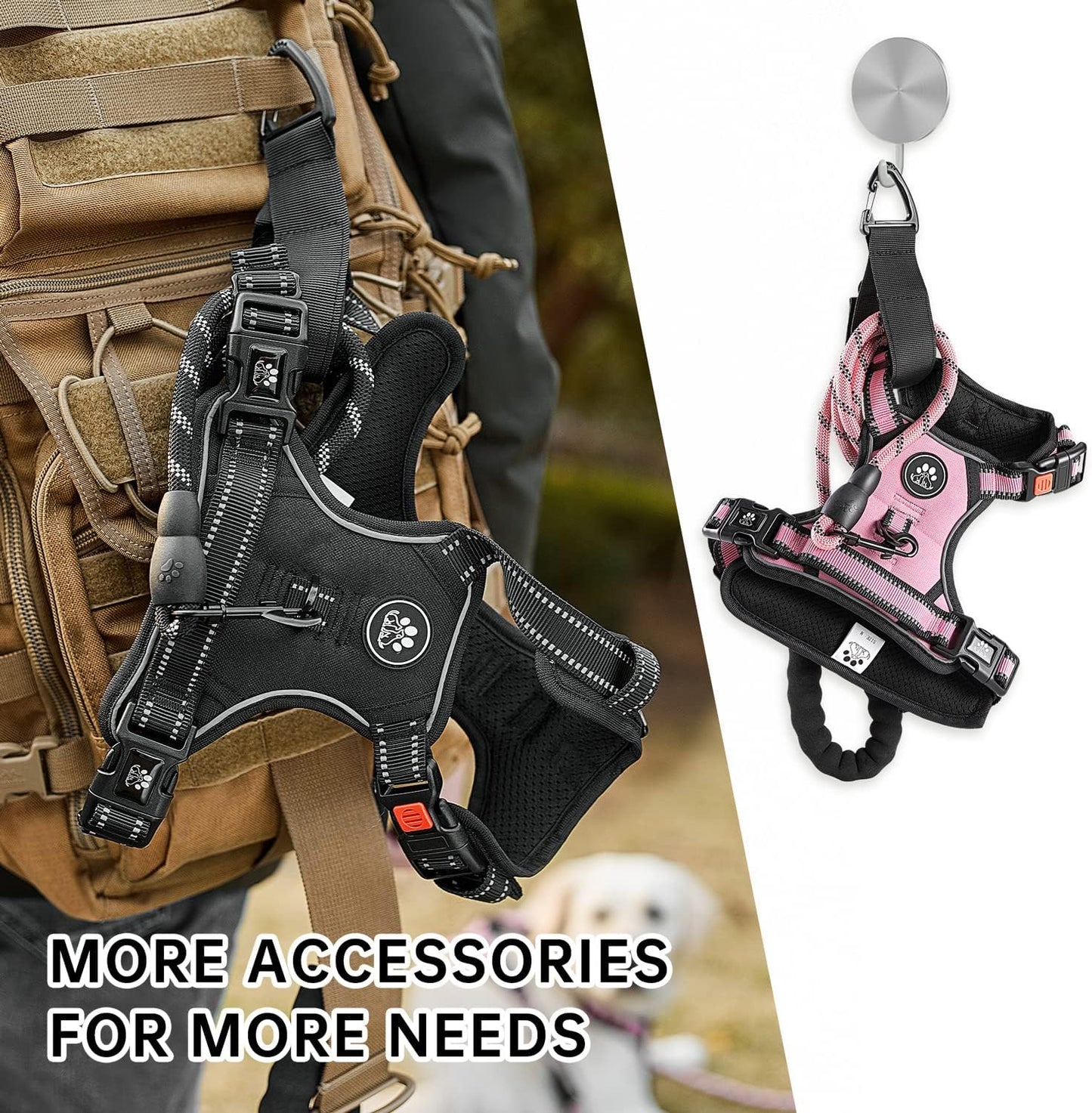 No Pull Dog Harness,Adjustable Oxford Dog Vest Harness with Leash,Reflective No-Choke Pet Harness with Easy Control Soft Handle for Small Dogs(X-Small,Pink)