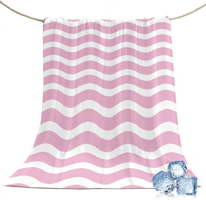 40"x60" Lap Cooling Blanket Pink Striped Ice Silk Lightweight Breathable Soft Summer Blanket for Hot Sleepers Couch Bed Sofa Camping Water Ripple