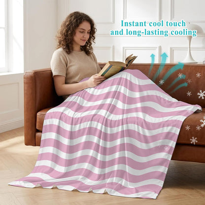 40"x60" Lap Cooling Blanket Pink Striped Ice Silk Lightweight Breathable Soft Summer Blanket for Hot Sleepers Couch Bed Sofa Camping Water Ripple