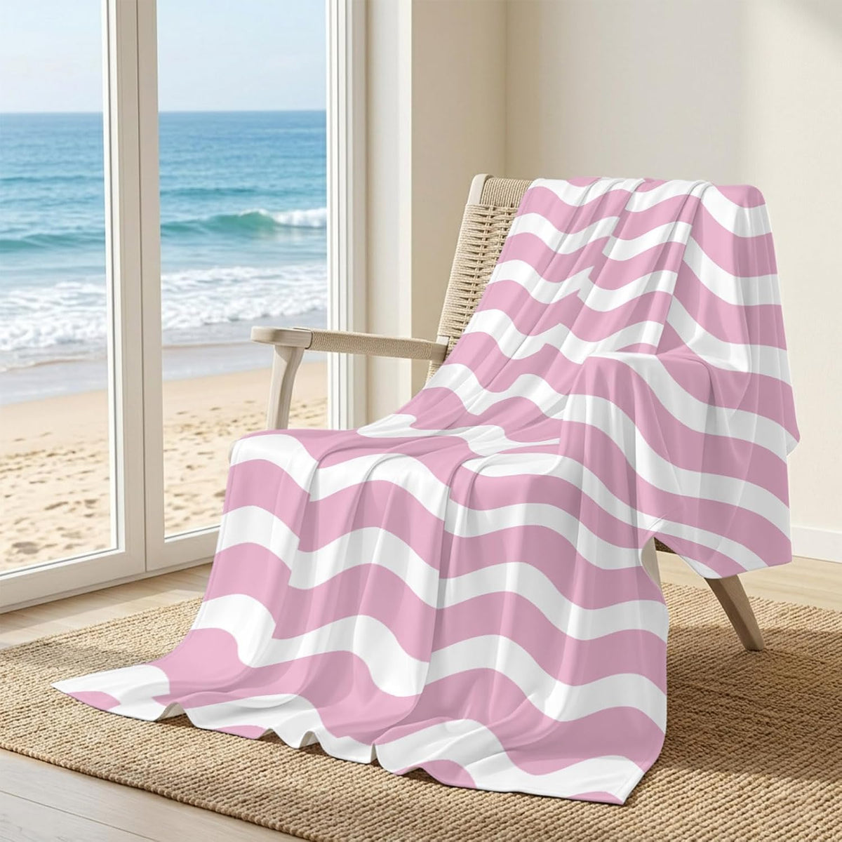 40"x60" Lap Cooling Blanket Pink Striped Ice Silk Lightweight Breathable Soft Summer Blanket for Hot Sleepers Couch Bed Sofa Camping Water Ripple