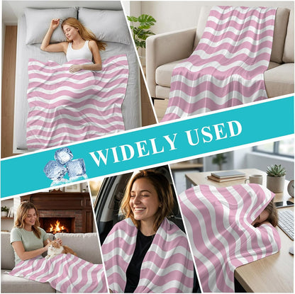 40"x60" Lap Cooling Blanket Pink Striped Ice Silk Lightweight Breathable Soft Summer Blanket for Hot Sleepers Couch Bed Sofa Camping Water Ripple