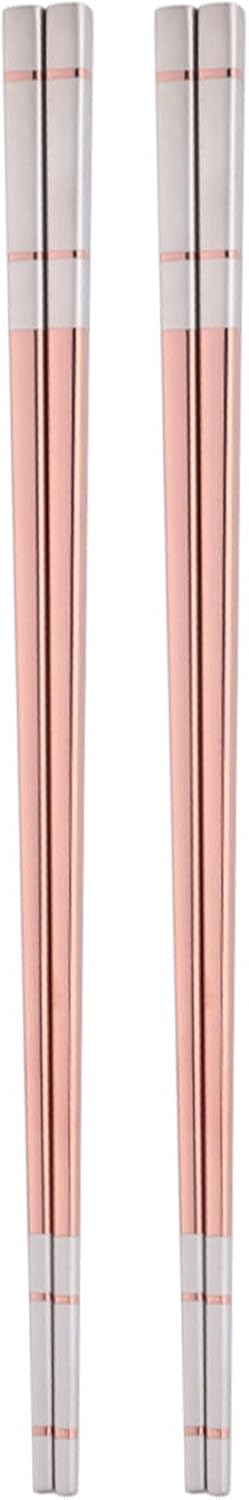 Reusable Stainless Steel Chopsticks,Dishwasher Safe , Easy to Use(2 PCS,Rose gold)
