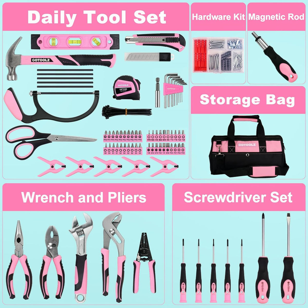269-Piece Home Tool Set, General Household Repairing Tool Kit with Storage Bag, Basic Hand Tool Kit Set for Home Maintenance, DIY and Crafts