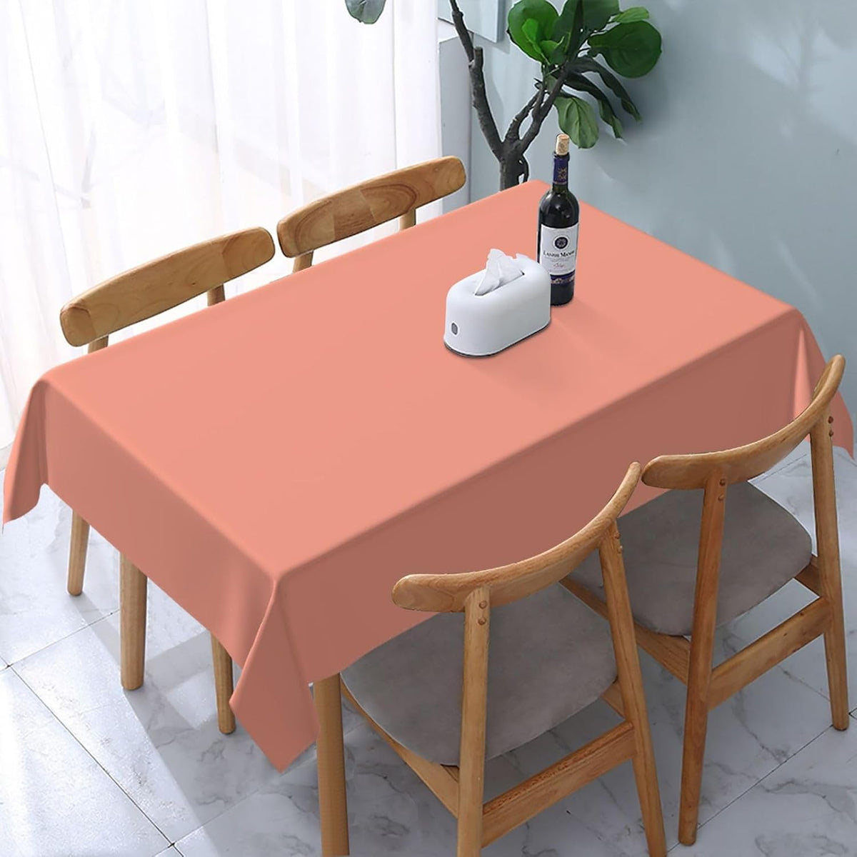Modern Colors Soft Peach Rectangle Table Cloth Soft Washable Oblong Tablecloth Covers for Kitchen & Table Linens 54" x 72"