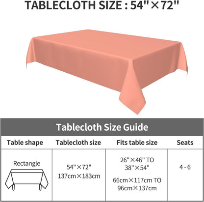 Modern Colors Soft Peach Rectangle Table Cloth Soft Washable Oblong Tablecloth Covers for Kitchen & Table Linens 54" x 72"