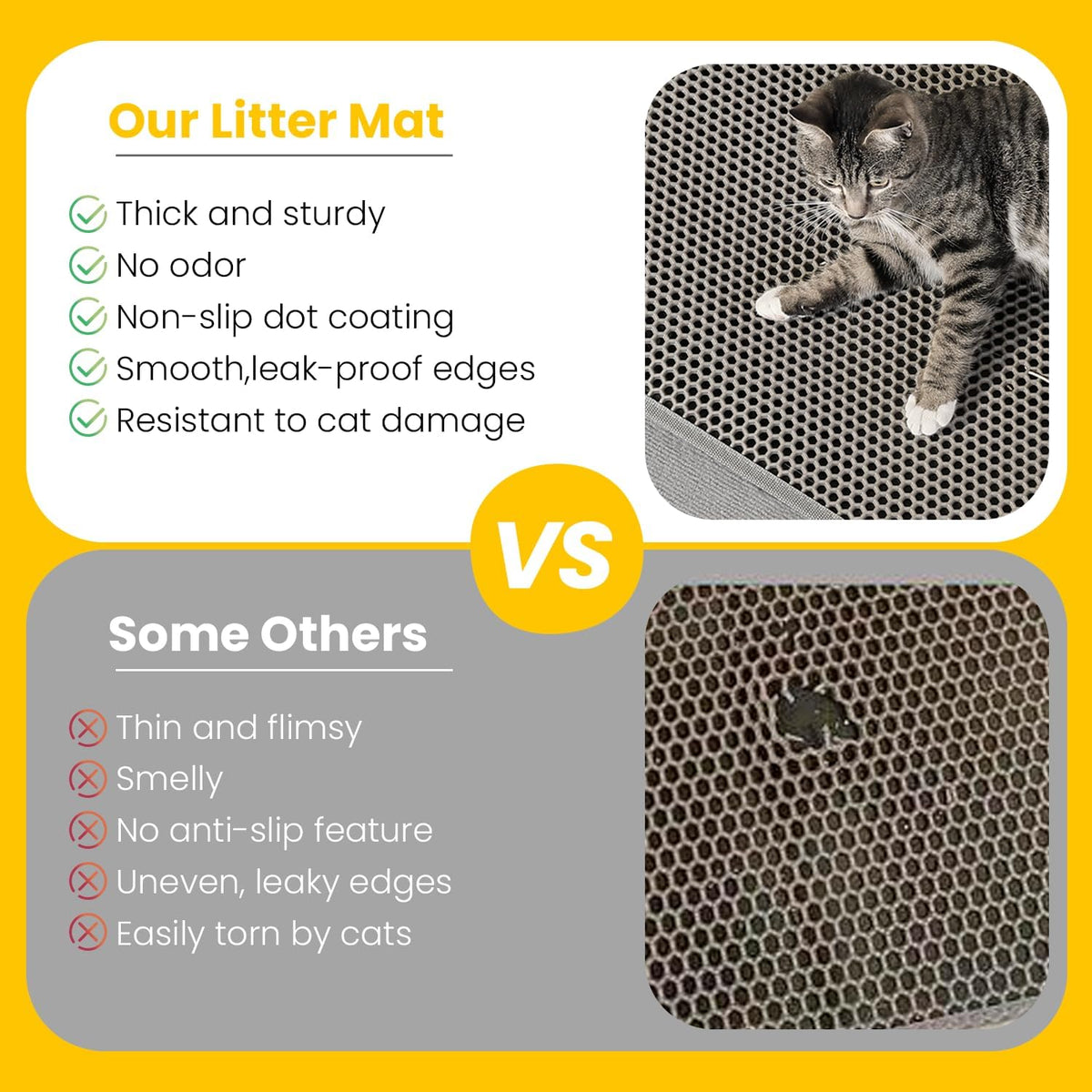 Cat Litter Mat New Size 23.6"x14.6" for Small Spaces, Upgrade Super Waterproof Back Layer Litter Box Mat, Non Slip, Durable, Soft on Paws Kitty Trapping Matt, Pink