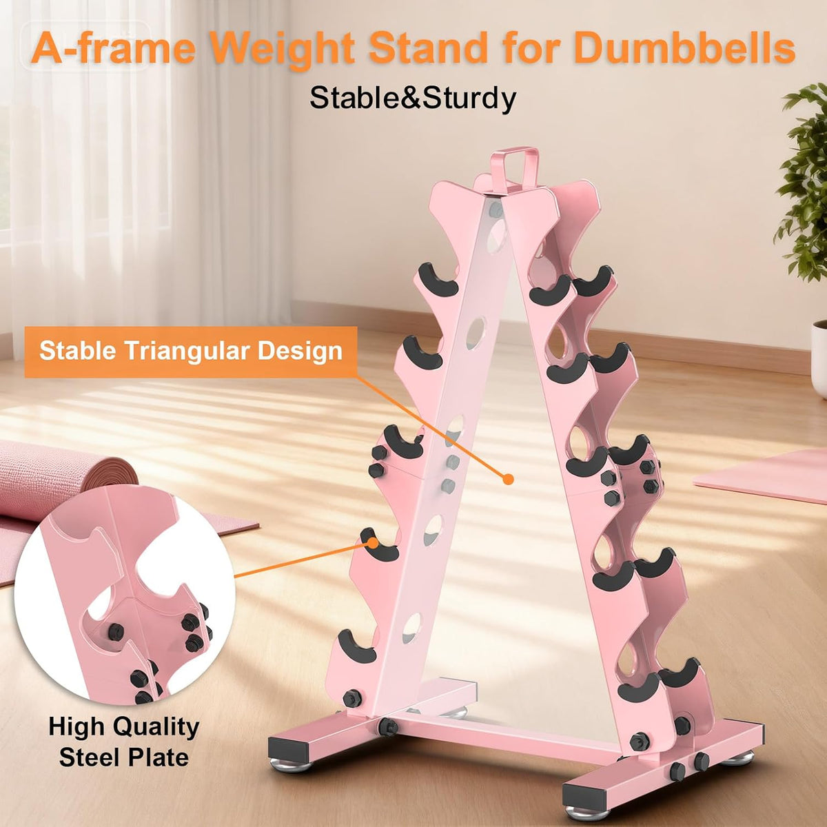 6-Tier|5-Tier|4-Tier|2-Tier Dumbbell Rack Stand Only for Home Gym