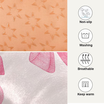 Pink Bows Pet Bed Pad, Soft Pet Pad with Non-Slip Bottom, Bed Mat for Cat and Dog, Machine Washable Mattress for Living Room Crate Car, 24"x18"
