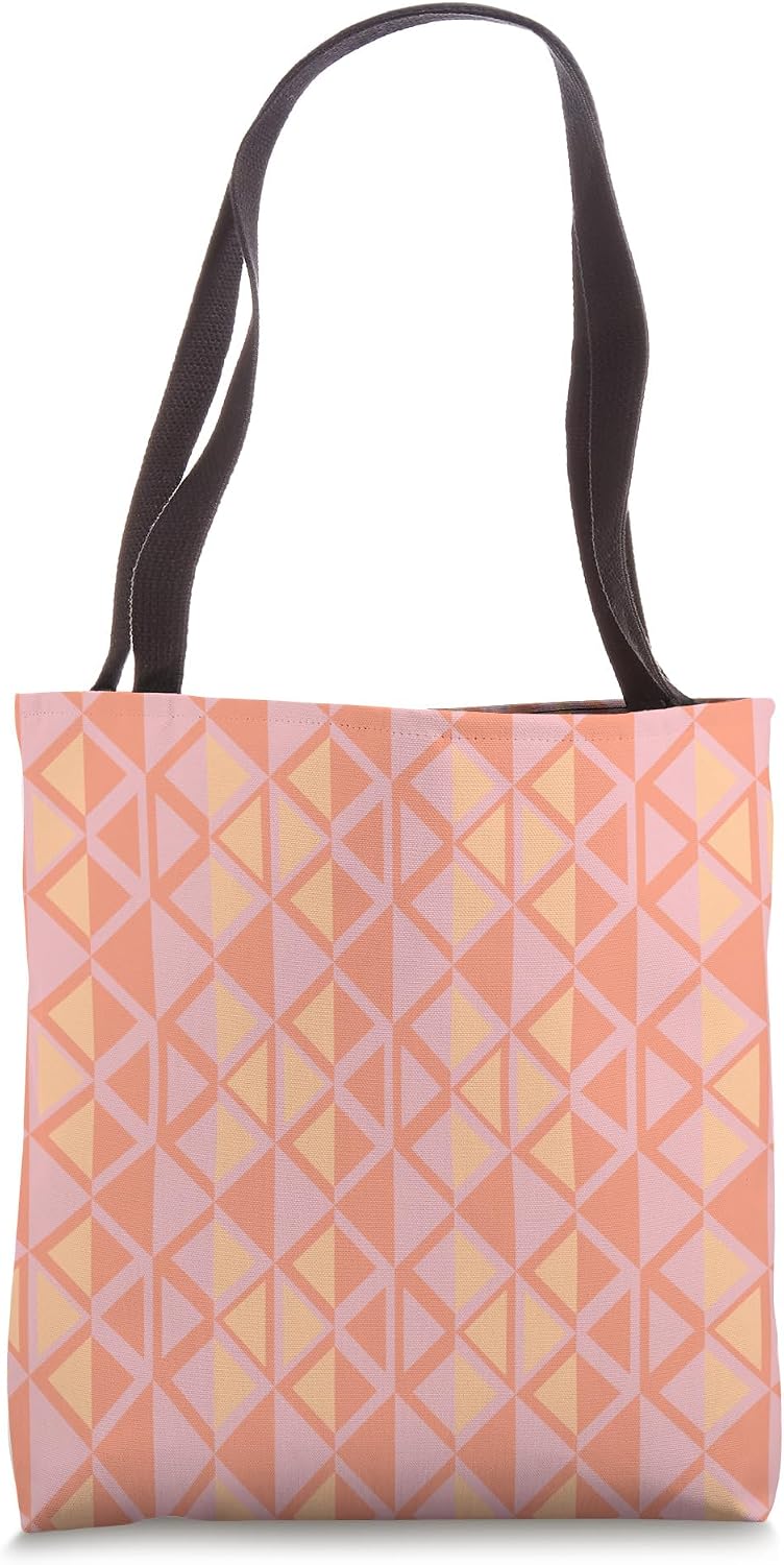 Modern Abstract Geometric Lattice Design in Peach and Pink Tote Bag