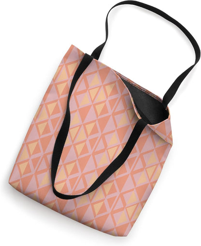 Modern Abstract Geometric Lattice Design in Peach and Pink Tote Bag