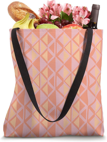 Modern Abstract Geometric Lattice Design in Peach and Pink Tote Bag