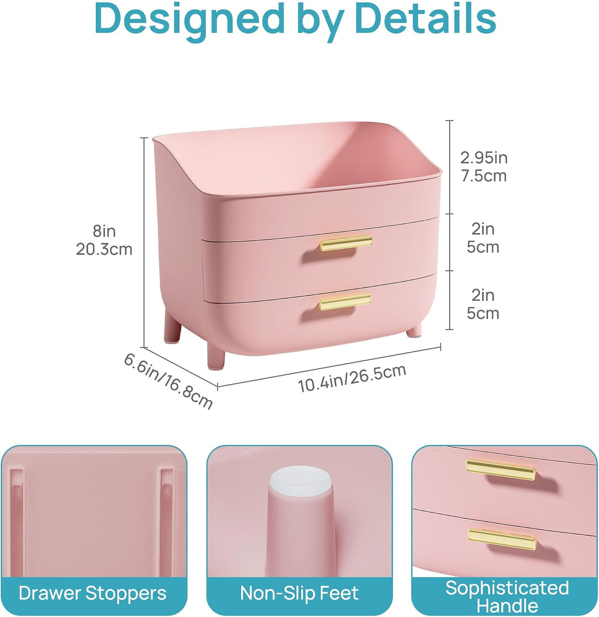 3-Tier Skincare Makeup Organizer, Pink