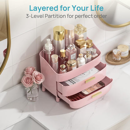 3-Tier Skincare Makeup Organizer, Pink