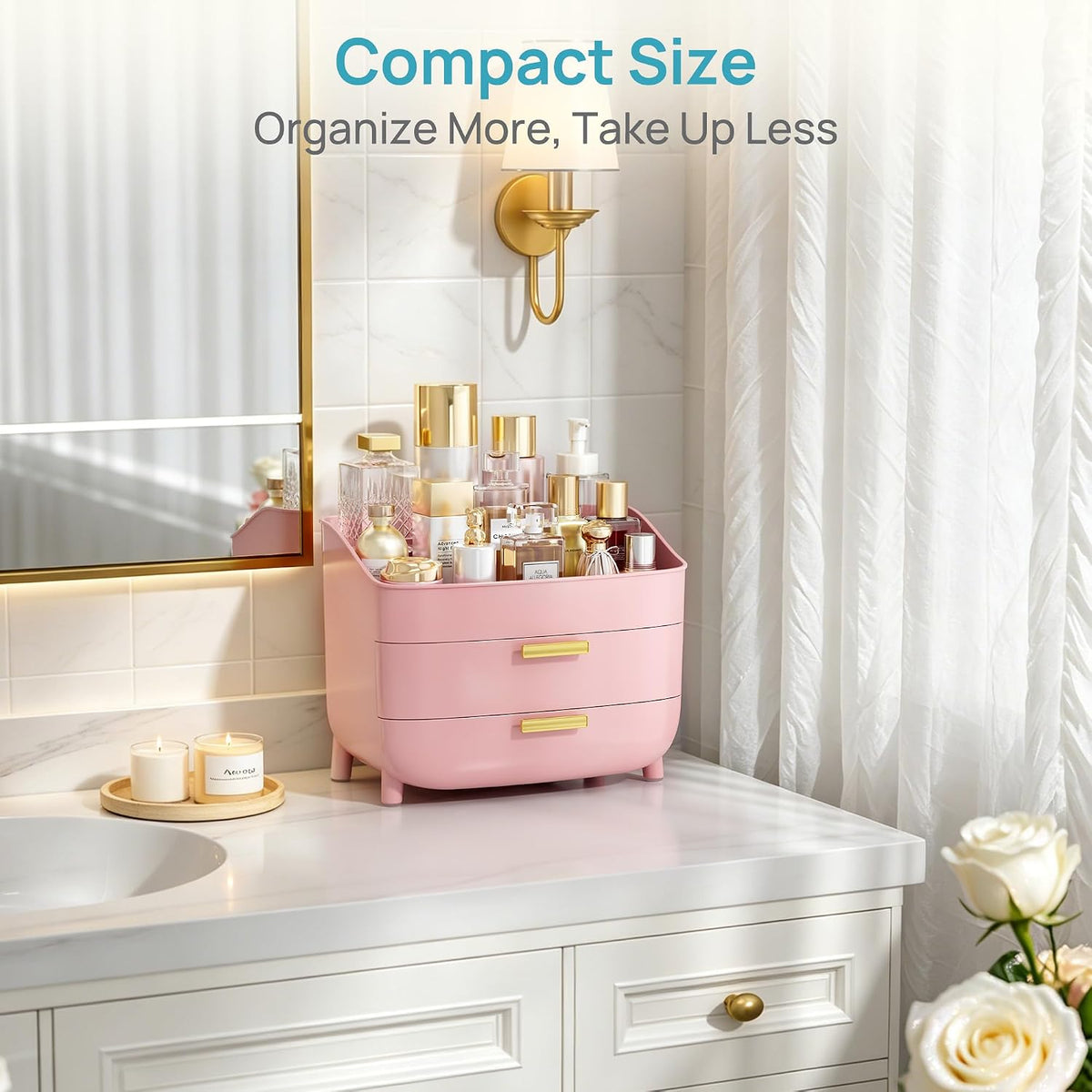 3-Tier Skincare Makeup Organizer, Pink