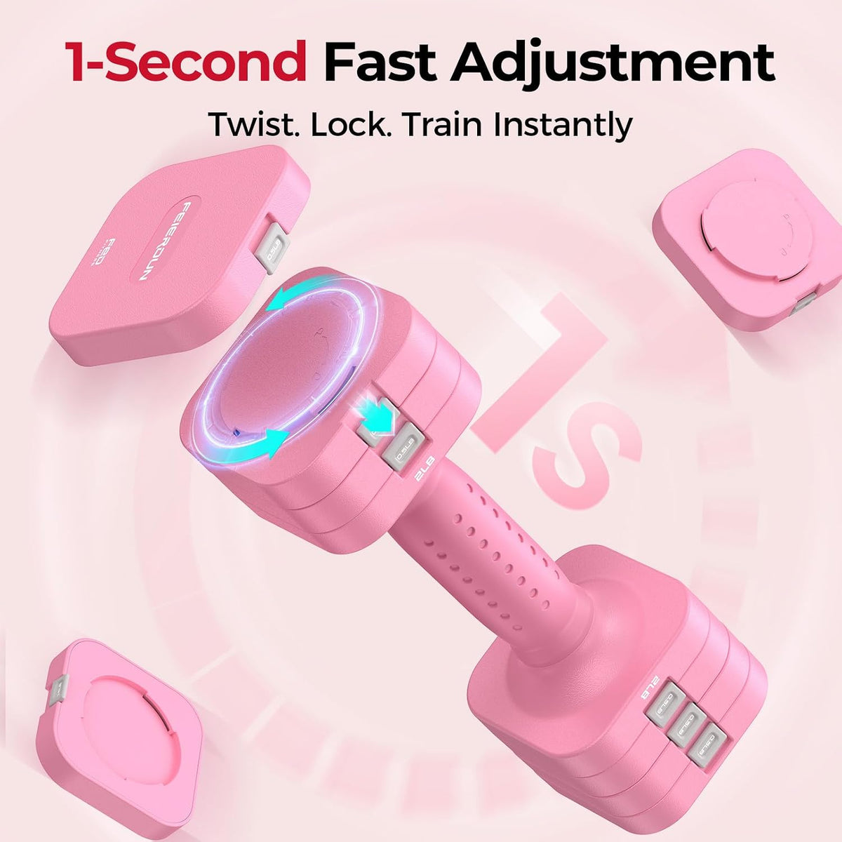 DB3 5-in-1 Adjustable Dumbbell Set, 6LB/10LB Pair Adjustable Weights for Women at Home, Dual Locking Stable Hand Weights with TPU Soft Handle, Home Gym, Rehab, Pilates, Yoga, Strength Training