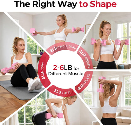 DB3 5-in-1 Adjustable Dumbbell Set, 6LB/10LB Pair Adjustable Weights for Women at Home, Dual Locking Stable Hand Weights with TPU Soft Handle, Home Gym, Rehab, Pilates, Yoga, Strength Training