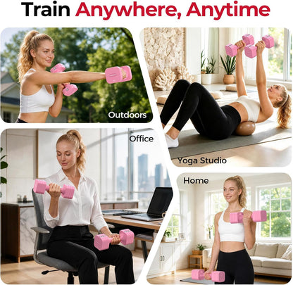 DB3 5-in-1 Adjustable Dumbbell Set, 6LB/10LB Pair Adjustable Weights for Women at Home, Dual Locking Stable Hand Weights with TPU Soft Handle, Home Gym, Rehab, Pilates, Yoga, Strength Training
