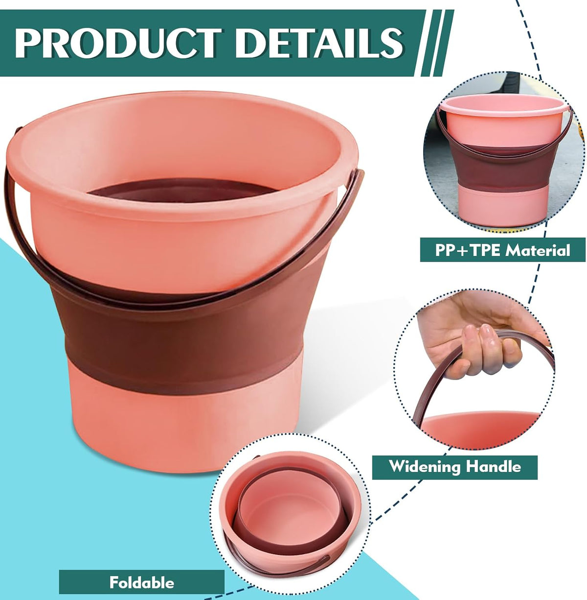 Collapsible Bucket 4.5 Gallon/17L Large Capacity Foldable Cleaning Buckets