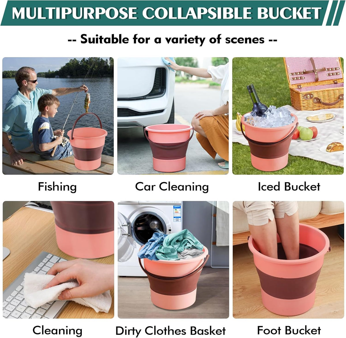 Collapsible Bucket 4.5 Gallon/17L Large Capacity Foldable Cleaning Buckets
